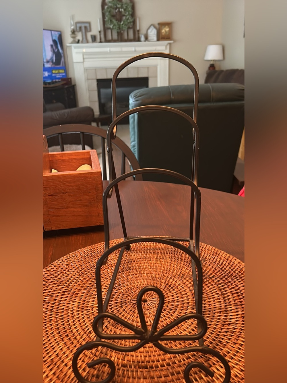 Metal Plate Holder Rack in Black iron 13 in tall